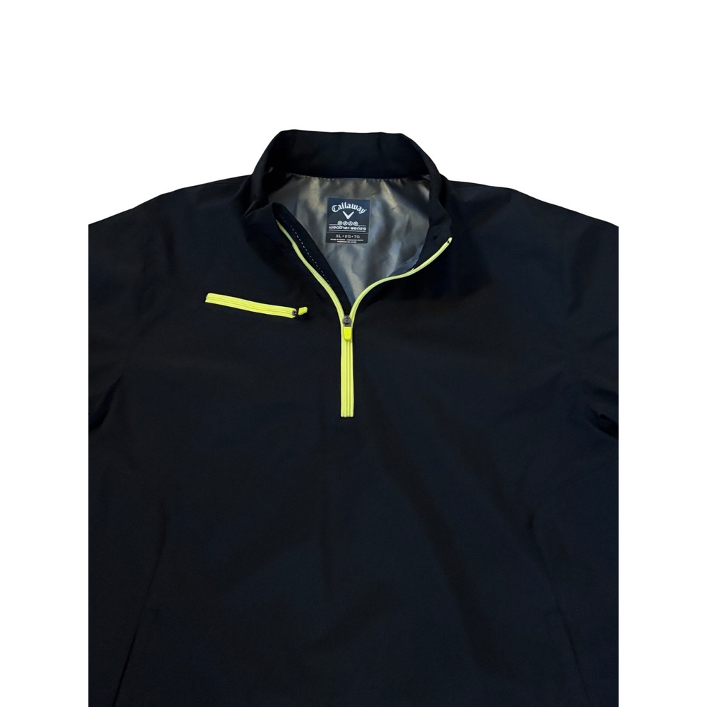 Callaway Weather Series Mens XL Short Sleeve Quarter Zip Windbreaker Black
 Neon